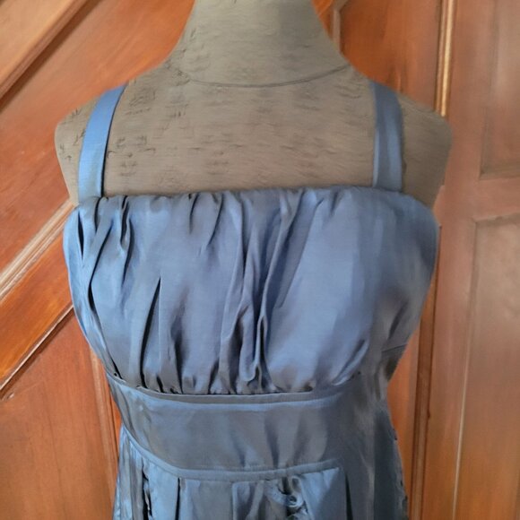 Elegant R&M Richards Blue Sleeveless Cocktail Dress With Floral Appliqué & Bow B - Picture 4 of 8